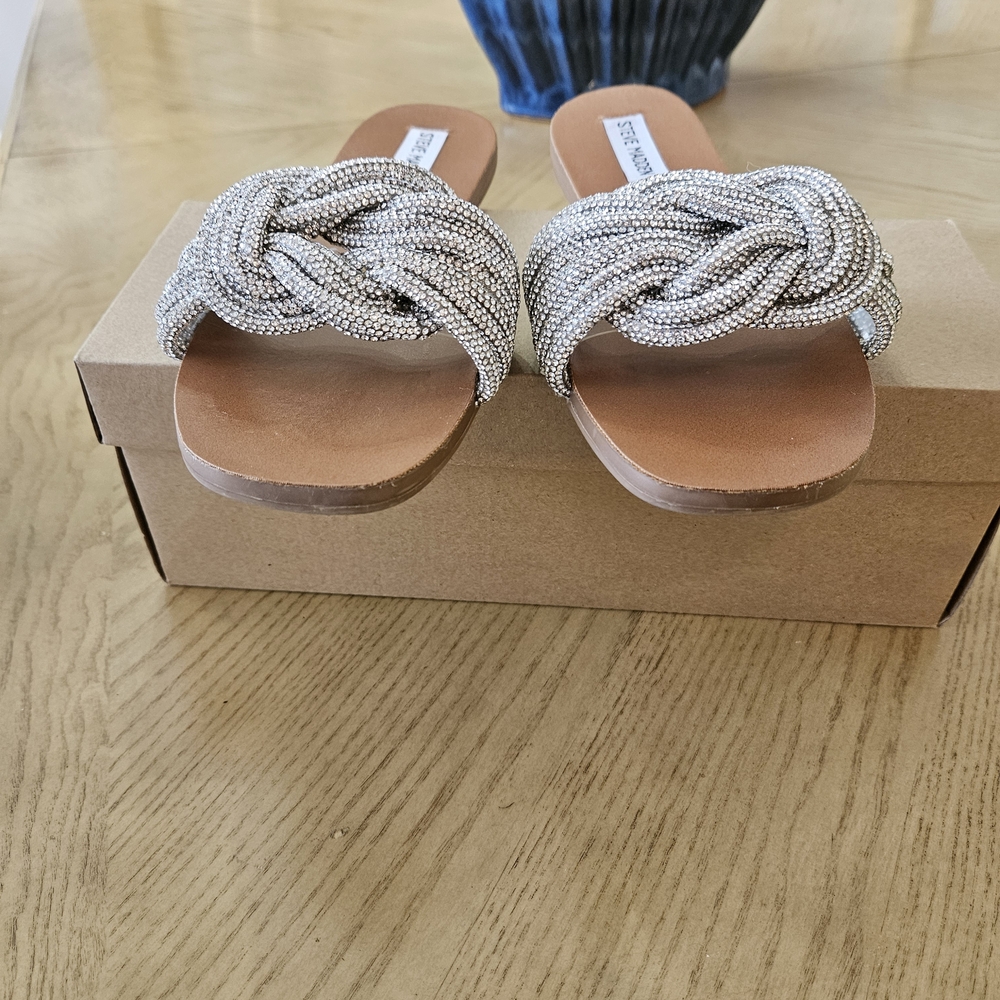 Steve Madden Silver Rhinestone Sandals - Picture 2 of 4